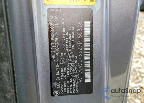 2009 BMW 335 I z USA, uszkodzony, nr VIN WBAWL73529P180326